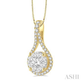 5/8 Ctw Lovebright Round Cut Diamond Pendant in 14K Yellow and White Gold with Chain